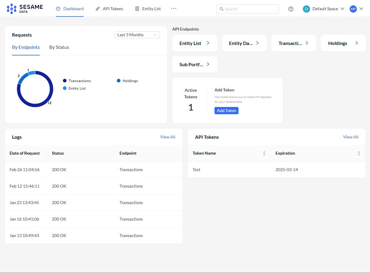 Sesame Data developer portal home